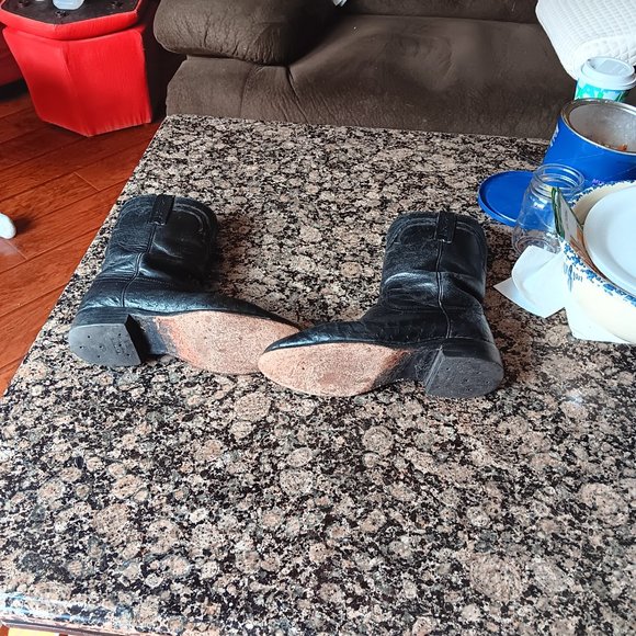 Lucchese Black Leather Men's Boots - Picture 3 of 5